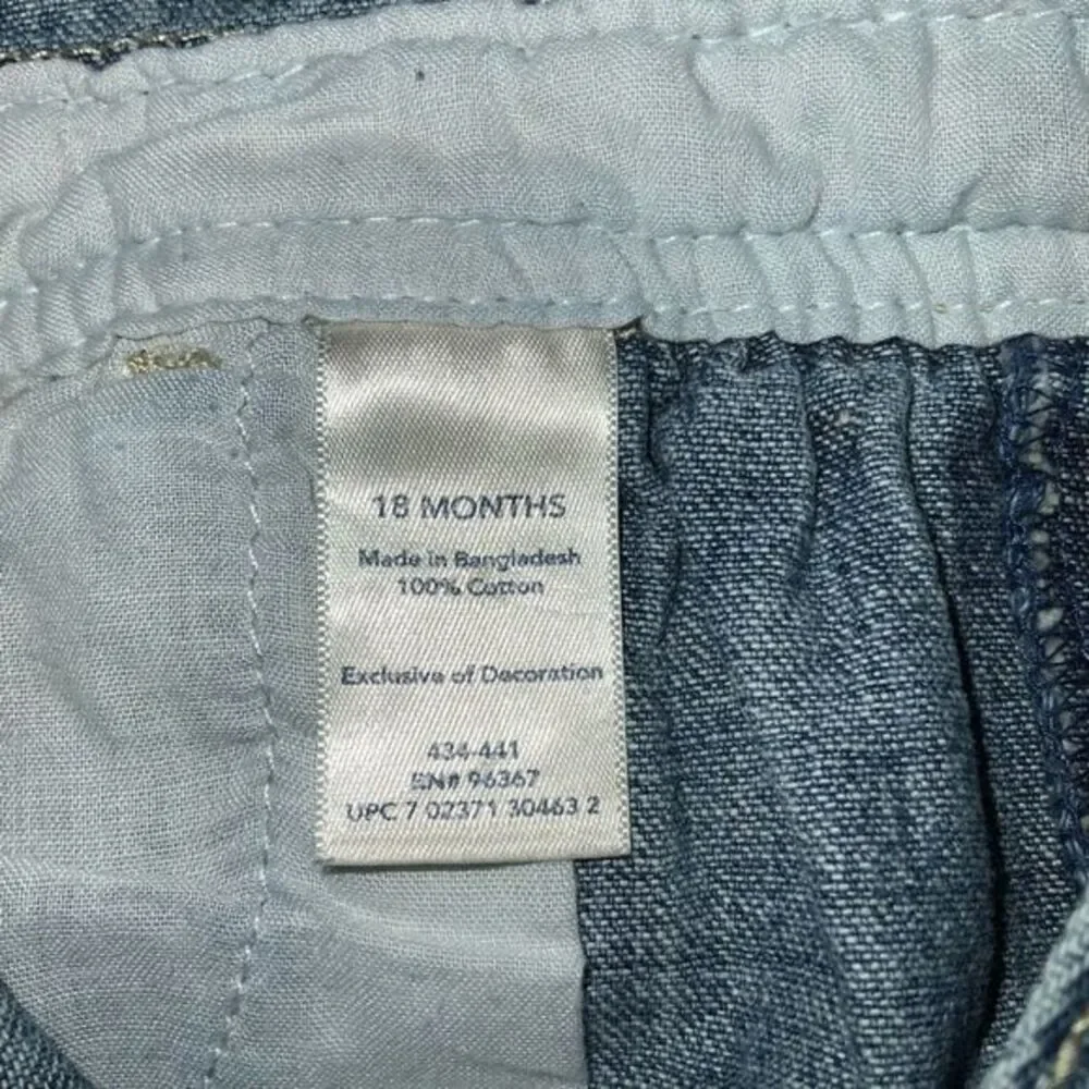 Vintage OshKosh B'gosh Denim Overalls Romper Embroidered Pocket Shorts 12m
